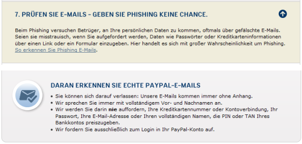 Screenshot der Phishing-Website